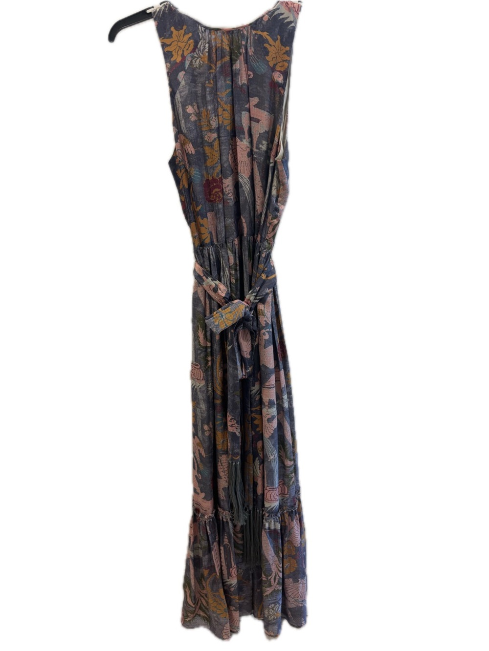 Burning Torch Silk Sleeveless Floral Maxi Dress